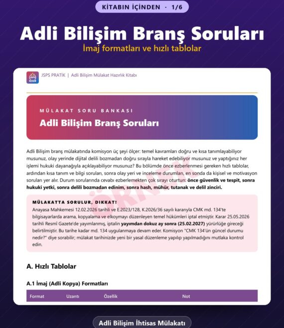 Adli Bilişim İhtisas Mülakatı Hazırlık Kitabı – kitabın içinden 1