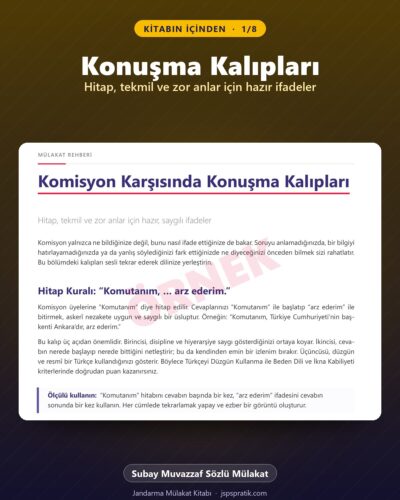Jandarma Mülakat Kitabı – Subay Muvazzaf Sözlü Mülakat – kitabın içinden 1