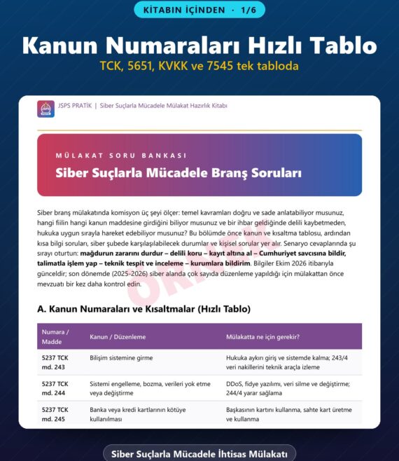 Siber Suçlarla Mücadele İhtisas Mülakatı Hazırlık Kitabı – kitabın içinden 1